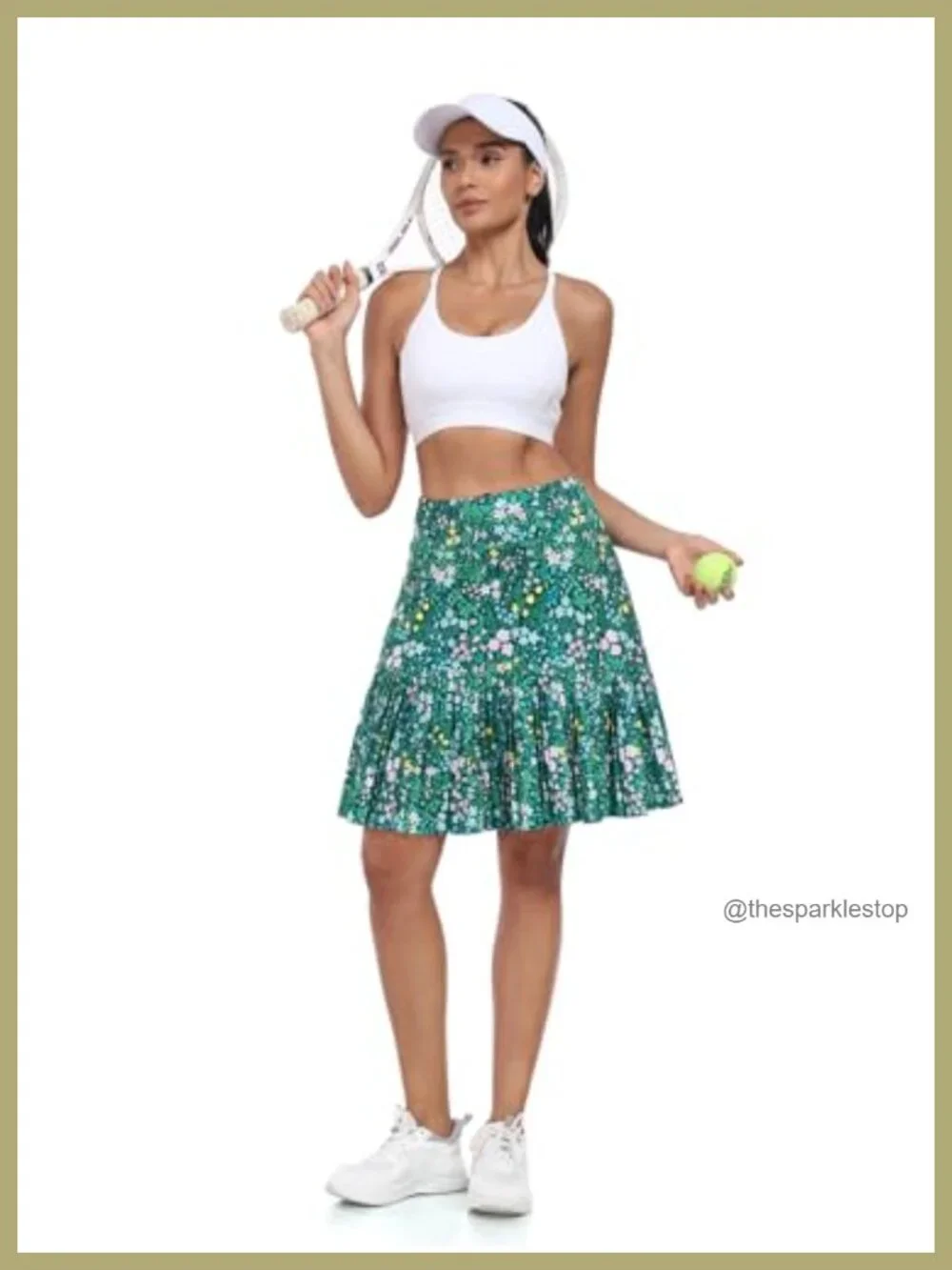 Pleated Golf Skort with Pockets, Built-in Shorts, Knee Length Athletic Skirt